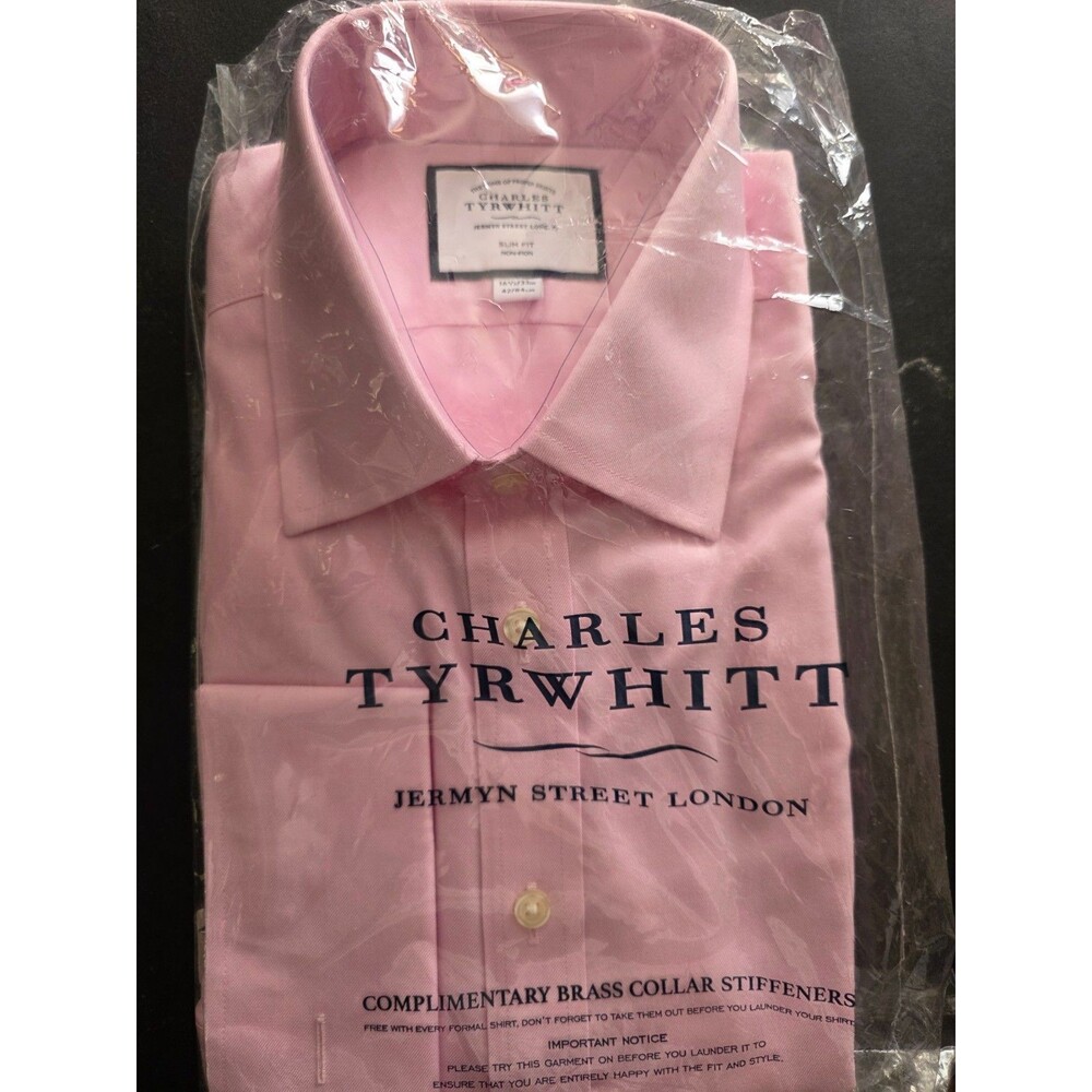 Charles Tyrwhitt Mens 16.5/33 Slim Fit Non-Iron Dress Shirt Pink